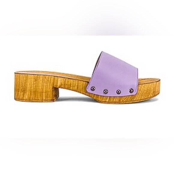 🆕 Anthropologie x Seychelles Marine Layer Wooden Clog Sandals Lavender 7.5 - Picture 1 of 9
